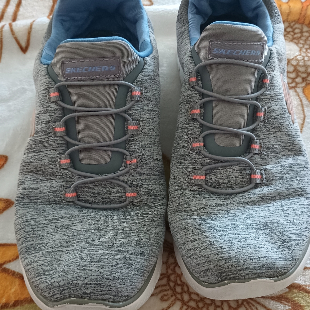 Skechers Gray and Blue Athletic Shoes